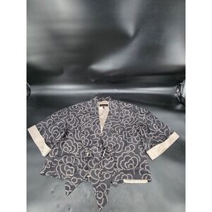 ESCADA Crop Jacket Silk Blazer Women's Sz 38 Black/Cream